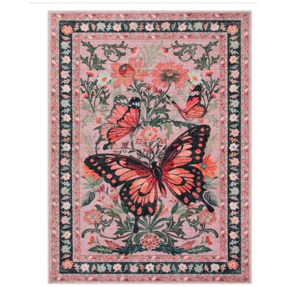 Butterfly 5x7 Machine Washable Rug Ultra-Thin Non Slip Low pile - Picture 8 of 8